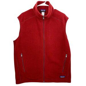 Patagonia Synchilla Vest Mens Full Zip Fleece Hiking Zipper Pockets Red Large